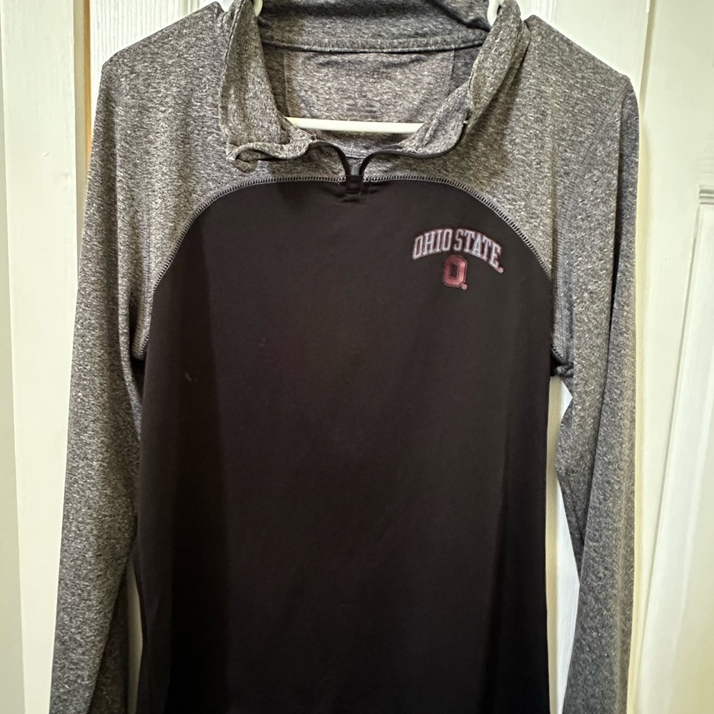 Ohio State Women's Black and Gray Top